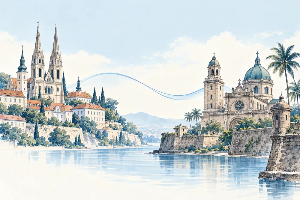 Ilustracija povezivanja Filipina i Hrvatske za jezičnu kombinaciju