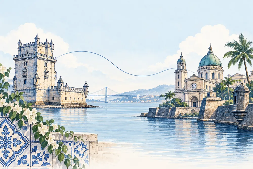 Ilustracija povezivanja Filipina i Portugala za jezičnu kombinaciju
