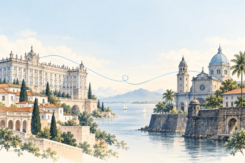 Ilustracija povezivanja Filipina i Španjolske za jezičnu kombinaciju