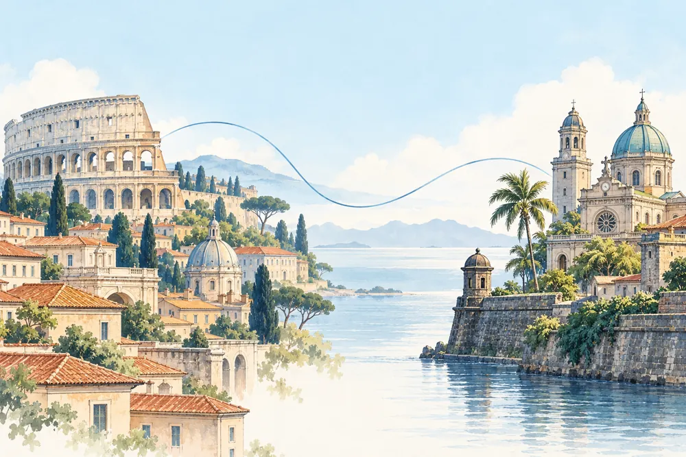 Ilustracija povezivanja Filipina i Italije za jezičnu kombinaciju